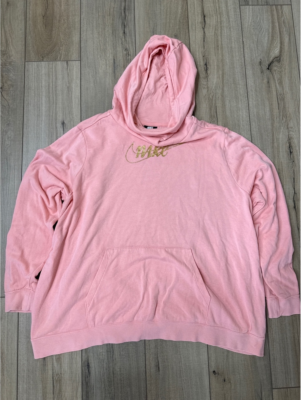 Nike Pink Hoodie Sweatshirt 2X with Gold Logo